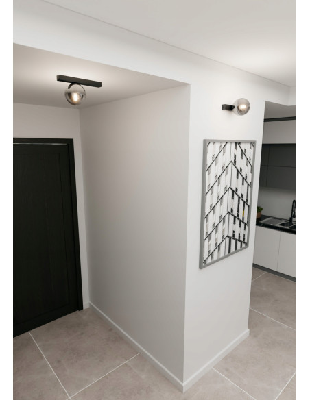 Lampa FIT w stylu industrialnym, czarna kula o nowoczesnym designie do sypialni i korytarzy.