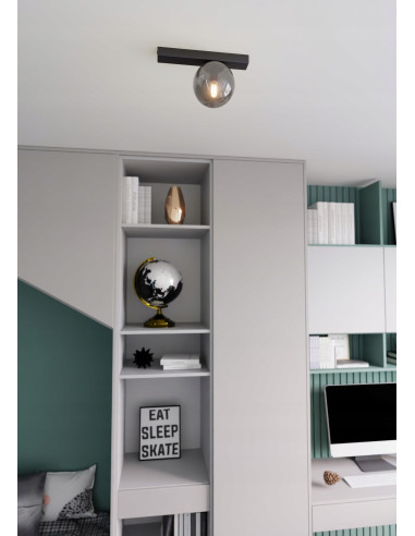 Lampa FIT w stylu industrialnym, czarna kula o nowoczesnym designie do sypialni i korytarzy.