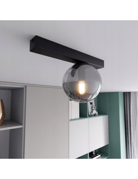Lampa FIT w stylu industrialnym, czarna kula o nowoczesnym designie do sypialni i korytarzy.