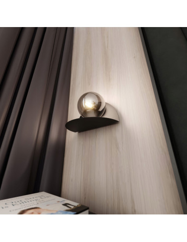 Lampka Nocna FORM - Grafitowa Bańka w Minimalistycznym Stylu do Nowoczesnych Wnętrz