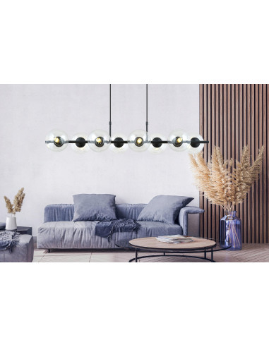 Lampa wisząca RORY z ośmioma kulami - nowoczesne oświetlenie do biura, kuchni, salonu i sypialni.