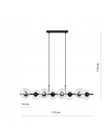 Lampa wisząca RORY z ośmioma kulami - nowoczesne oświetlenie do biura, kuchni, salonu i sypialni.