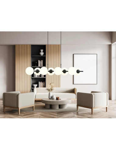 Lampa Wisząca RORY - Eleganckie Oświetlenie Szklane, 8 Punktów Świetlnych, Biała/Czarna, Idealna do Wnętrz