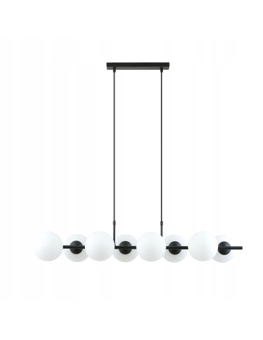 Lampa Wisząca RORY - Eleganckie Oświetlenie Szklane, 8 Punktów Świetlnych, Biała/Czarna, Idealna do Wnętrz