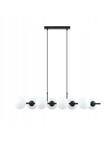 Lampa Wisząca RORY - Eleganckie Oświetlenie Szklane, 8 Punktów Świetlnych, Biała/Czarna, Idealna do Wnętrz