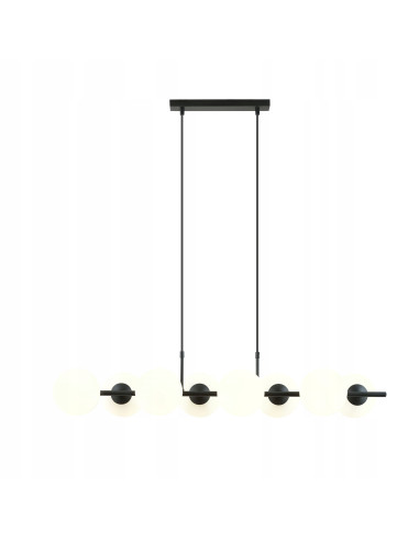 Lampa Wisząca RORY - Eleganckie Oświetlenie Szklane, 8 Punktów Świetlnych, Biała/Czarna, Idealna do Wnętrz