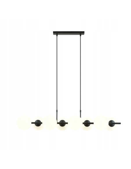 Lampa Wisząca RORY - Eleganckie Oświetlenie Szklane, 8 Punktów Świetlnych, Biała/Czarna, Idealna do Wnętrz