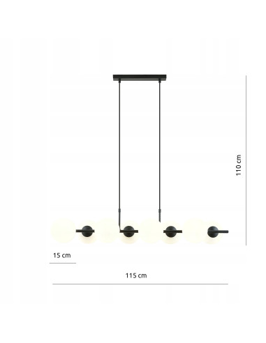 Lampa Wisząca RORY - Eleganckie Oświetlenie Szklane, 8 Punktów Świetlnych, Biała/Czarna, Idealna do Wnętrz