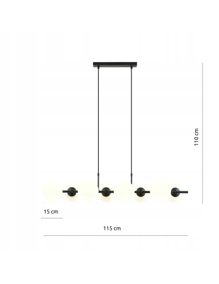 Lampa Wisząca RORY - Eleganckie Oświetlenie Szklane, 8 Punktów Świetlnych, Biała/Czarna, Idealna do Wnętrz