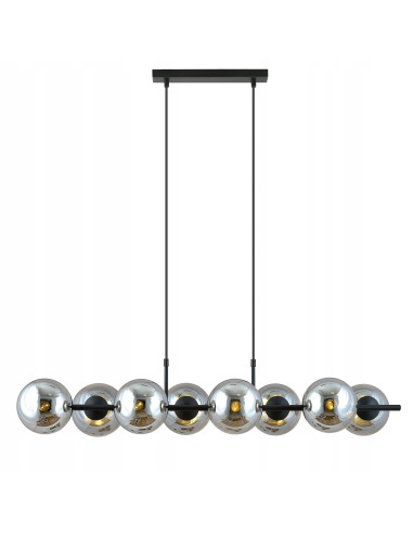 Lampa wisząca RORY z 8 kloszami, przydymione szkło, eleganckie oświetlenie do biura, salonu, jadalni i sypialni
