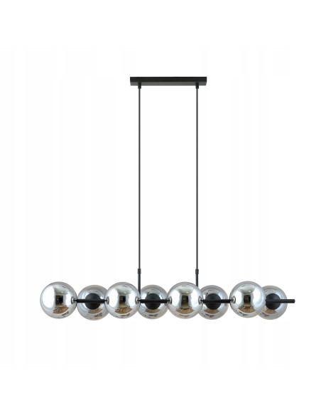 Lampa wisząca RORY z 8 kloszami, przydymione szkło, eleganckie oświetlenie do biura, salonu, jadalni i sypialni