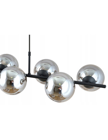 Lampa wisząca RORY z 8 kloszami, przydymione szkło, eleganckie oświetlenie do biura, salonu, jadalni i sypialni