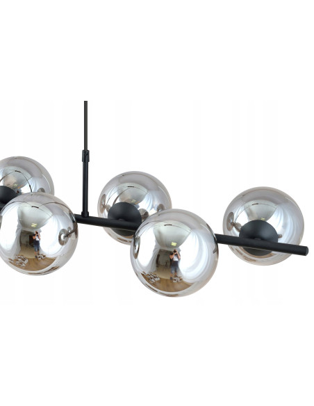 Lampa wisząca RORY z 8 kloszami, przydymione szkło, eleganckie oświetlenie do biura, salonu, jadalni i sypialni