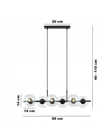 Lampa wisząca RORY z transparentnymi kloszami – nowoczesne oświetlenie do każdego stylowego wnętrza