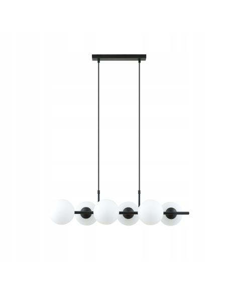 Lampa wisząca RORY - minimalistyczna, biało-czarna, 6 punktów świetlnych, nowoczesny design do biura i jadalni