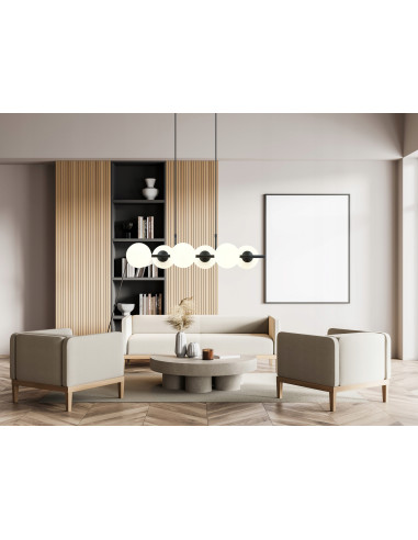 Lampa wisząca RORY - minimalistyczna, biało-czarna, 6 punktów świetlnych, nowoczesny design do biura i jadalni