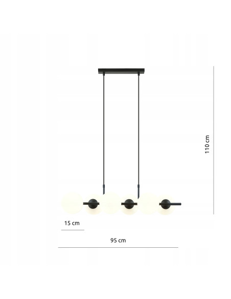 Lampa wisząca RORY - minimalistyczna, biało-czarna, 6 punktów świetlnych, nowoczesny design do biura i jadalni