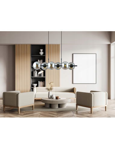 Lampa wisząca RORY - elegancka, szklana, 6-punktowa, nowoczesny design do każdego wnętrza.