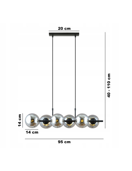 Lampa wisząca RORY - elegancka, szklana, 6-punktowa, nowoczesny design do każdego wnętrza.