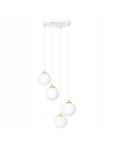 Lampa sufitowa LEVEL - nowoczesny żyrandol w białych kulach ze złotymi akcentami, eleganckie oświetlenie ROYAL.