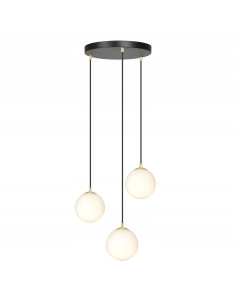 Lampa sufitowa ROYAL w kolorze czarno-żółtym, trzy klosze szklane, eleganckie oświetlenie do jadalni i nowoczesnych wnętrz 2