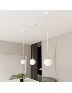 Lampa sufitowa ROYAL - Elegancka kula w białym złocie, minimalistyczny design, regulowana wysokość, 1 punkt świetlny.