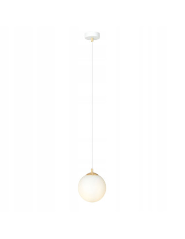Lampa sufitowa ROYAL - Elegancka kula w białym złocie, minimalistyczny design, regulowana wysokość, 1 punkt świetlny.