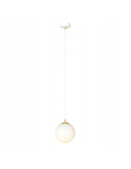 Lampa sufitowa ROYAL - Elegancka kula w białym złocie, minimalistyczny design, regulowana wysokość, 1 punkt świetlny.