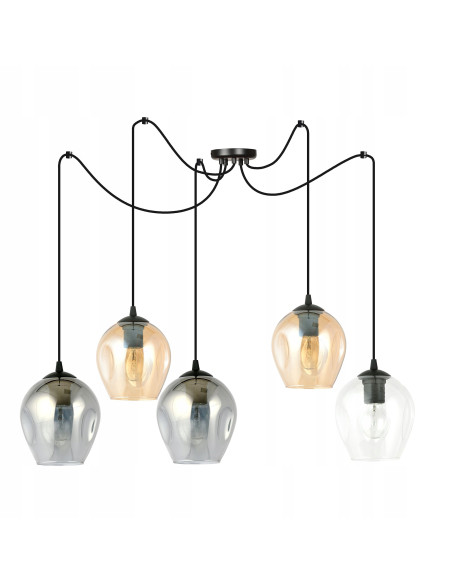 Nowoczesna lampa wisząca LEVEL w stylu pająka - regulowana wysokość, 5 punktów świetlnych, dostępna w 4 kolorach