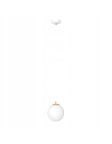 Lampa sufitowa ROYAL - Elegancka kula w białym złocie, minimalistyczny design, regulowana wysokość, 1 punkt świetlny.