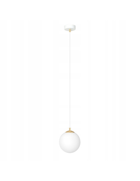 Lampa sufitowa ROYAL - Elegancka kula w białym złocie, minimalistyczny design, regulowana wysokość, 1 punkt świetlny.