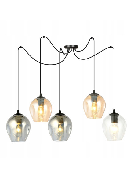 Nowoczesna lampa wisząca LEVEL w stylu pająka - regulowana wysokość, 5 punktów świetlnych, dostępna w 4 kolorach