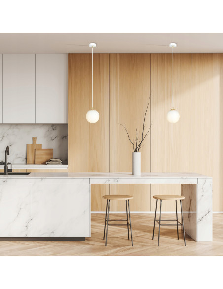 Lampa sufitowa ROYAL - Elegancka kula w białym złocie, minimalistyczny design, regulowana wysokość, 1 punkt świetlny.