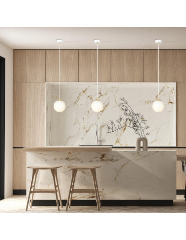 Lampa sufitowa ROYAL - Elegancka kula w białym złocie, minimalistyczny design, regulowana wysokość, 1 punkt świetlny.