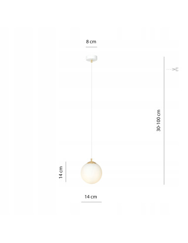 Lampa sufitowa ROYAL - Elegancka kula w białym złocie, minimalistyczny design, regulowana wysokość, 1 punkt świetlny.