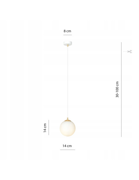 Lampa sufitowa ROYAL - Elegancka kula w białym złocie, minimalistyczny design, regulowana wysokość, 1 punkt świetlny.