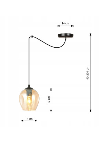 Lampa wisząca LEVEL z odwróconym kloszem ze złotego szkła – nowoczesny design dla eleganckich wnętrz