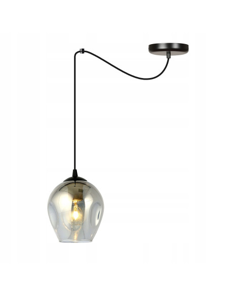 Elegancka lampa sufitowa LEVEL z regulowanym kablem i przydymionym kloszem szklanym do nowoczesnych wnętrz