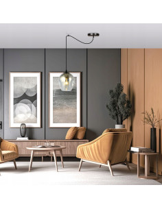 Elegancka lampa sufitowa LEVEL z regulowanym kablem i przydymionym kloszem szklanym do nowoczesnych wnętrz 2
