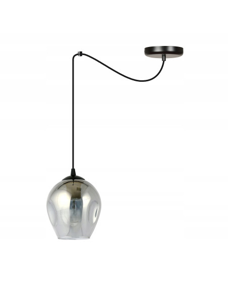 Elegancka lampa sufitowa LEVEL z regulowanym kablem i przydymionym kloszem szklanym do nowoczesnych wnętrz