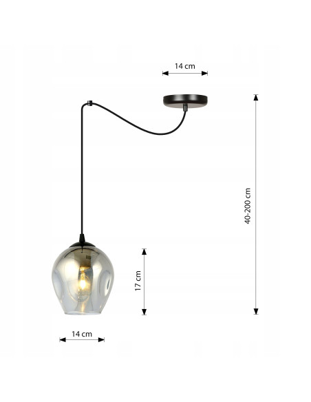 Elegancka lampa sufitowa LEVEL z regulowanym kablem i przydymionym kloszem szklanym do nowoczesnych wnętrz