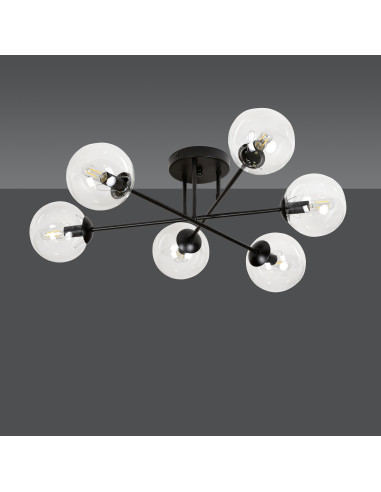 Lampa sufitowa BRENDI - elegancka szklana kula, 6 źródeł światła, minimalistyczny design do nowoczesnych wnętrz