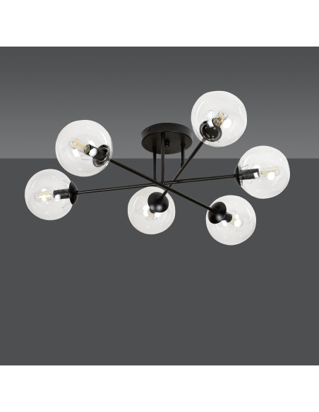 Lampa sufitowa BRENDI - elegancka szklana kula, 6 źródeł światła, minimalistyczny design do nowoczesnych wnętrz