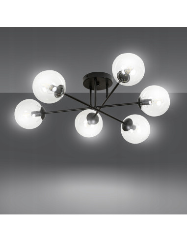 Lampa sufitowa BRENDI - elegancka szklana kula, 6 źródeł światła, minimalistyczny design do nowoczesnych wnętrz