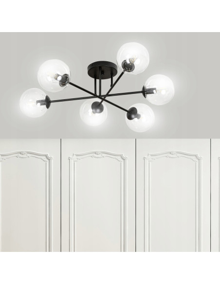Lampa sufitowa BRENDI - elegancka szklana kula, 6 źródeł światła, minimalistyczny design do nowoczesnych wnętrz