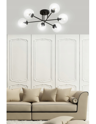 Lampa sufitowa BRENDI - elegancka szklana kula, 6 źródeł światła, minimalistyczny design do nowoczesnych wnętrz