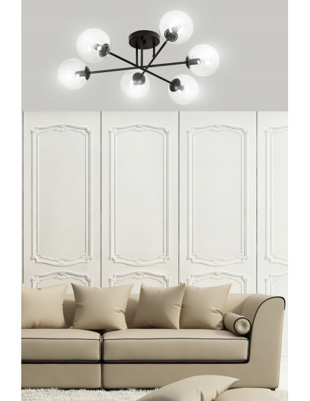 Lampa sufitowa BRENDI - elegancka szklana kula, 6 źródeł światła, minimalistyczny design do nowoczesnych wnętrz