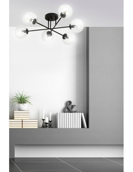 Lampa sufitowa BRENDI - elegancka szklana kula, 6 źródeł światła, minimalistyczny design do nowoczesnych wnętrz