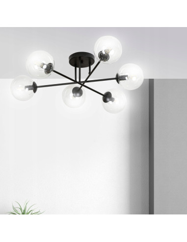 Lampa sufitowa BRENDI - elegancka szklana kula, 6 źródeł światła, minimalistyczny design do nowoczesnych wnętrz