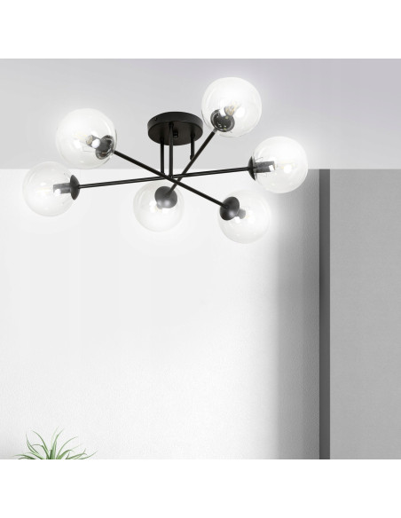 Lampa sufitowa BRENDI - elegancka szklana kula, 6 źródeł światła, minimalistyczny design do nowoczesnych wnętrz